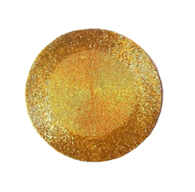 
Round two tone Glass beaded table place mat with patterns available in more colours and patterns 