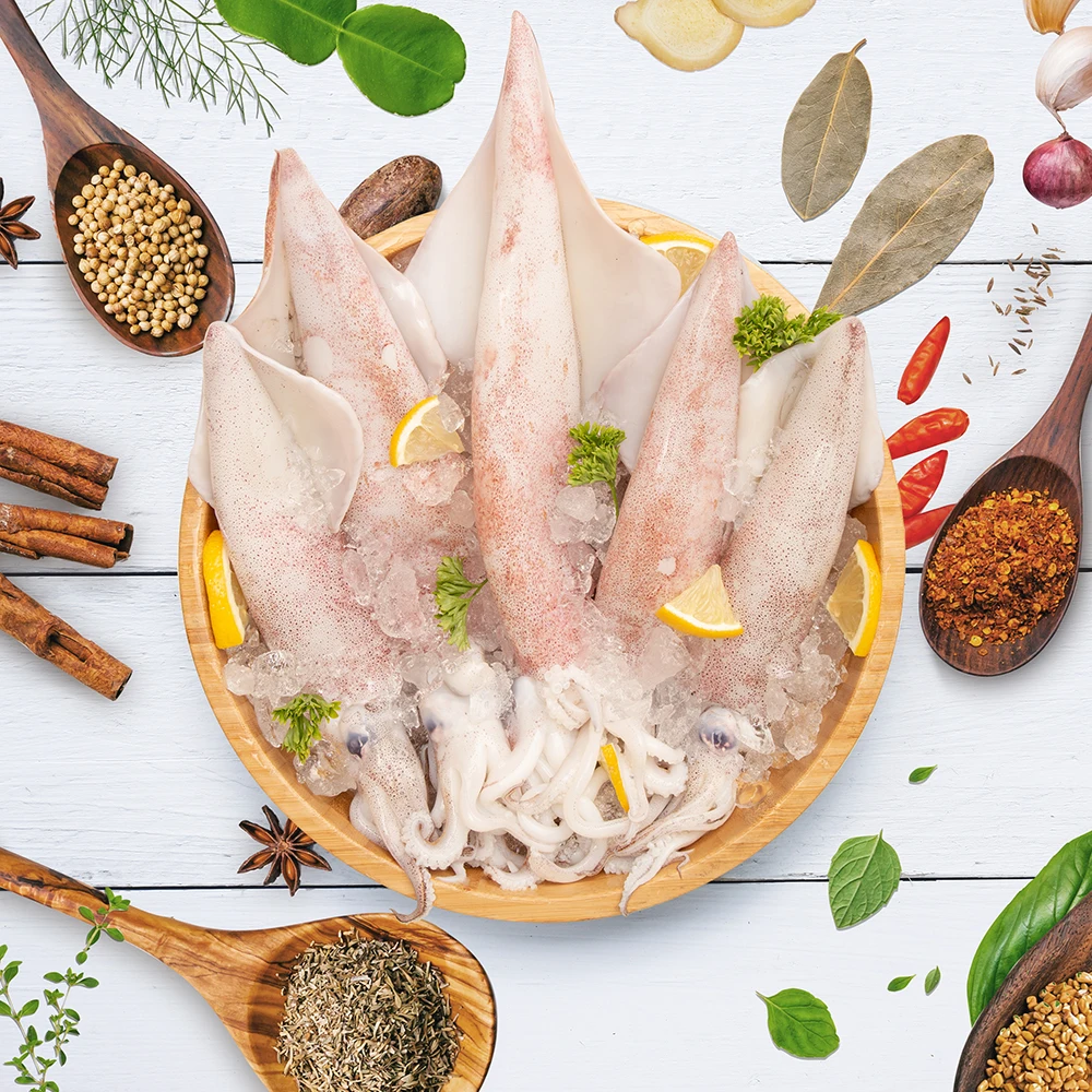 Manufacturers wholesale frozen seasoned squid Ika Sansai high quality squid Top Seafood Supplier Frozen Pacific Calamari Illex S