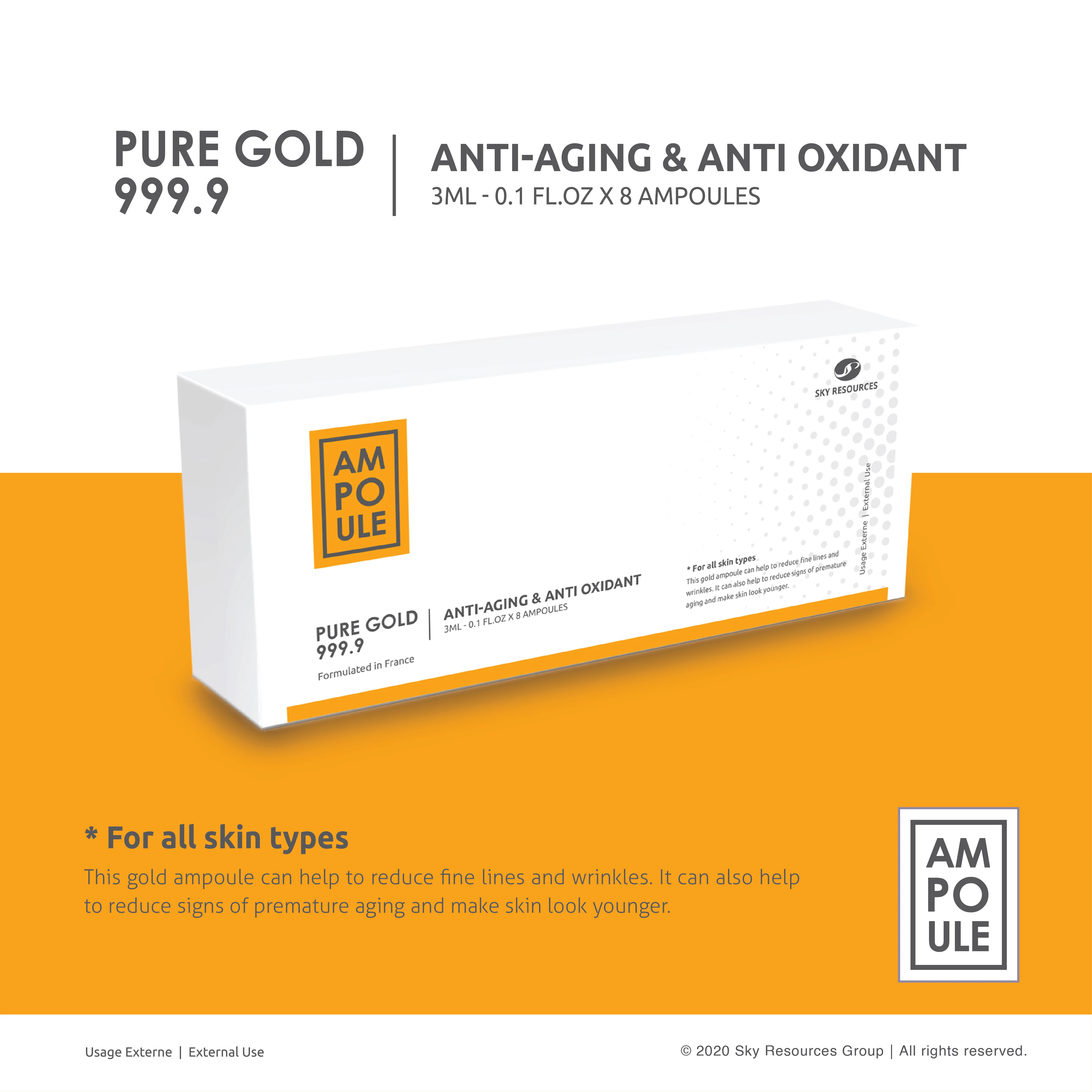 Luxury Pure Gold 999.9 Glass Ampoule Serum Deep Moisturizing Collagen Facial Essence 24K Gold Anti-Wrinkle for All Skin Types