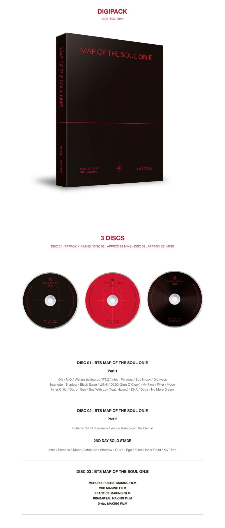  [Официальный Kpop] BTS карта души ON:E DVD Blu-Ray