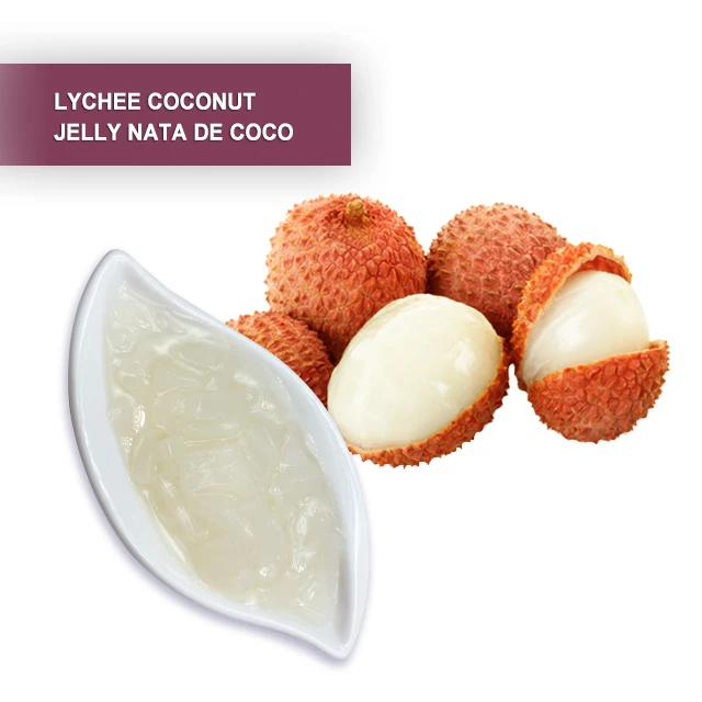 Lychee flavor fruit coconut jelly nata de coco coconut jelly for bubble tea shop