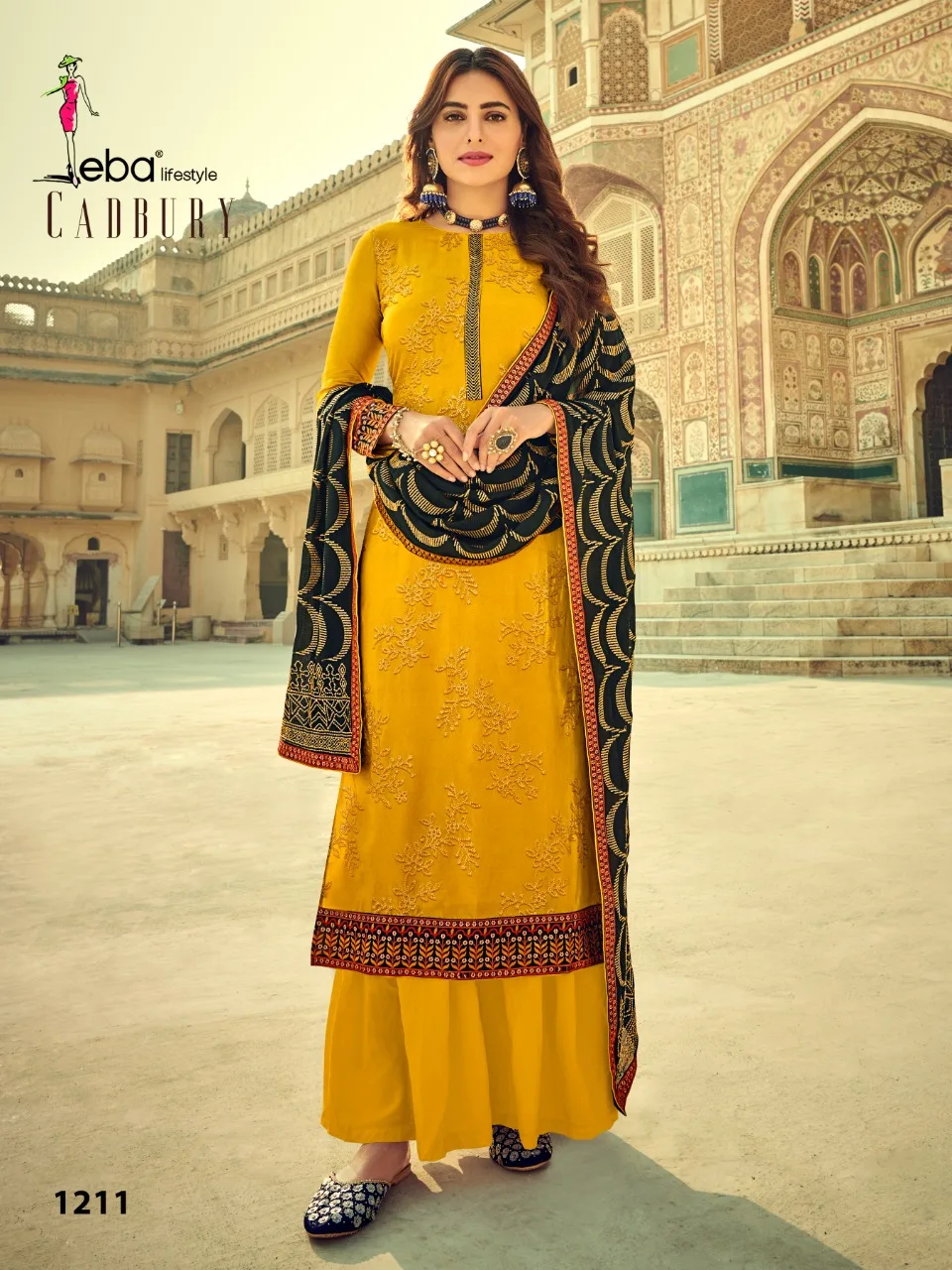 Eid Special Lucknowi Work Faux Georgette Ready Made Churidar Suits Collection 2021