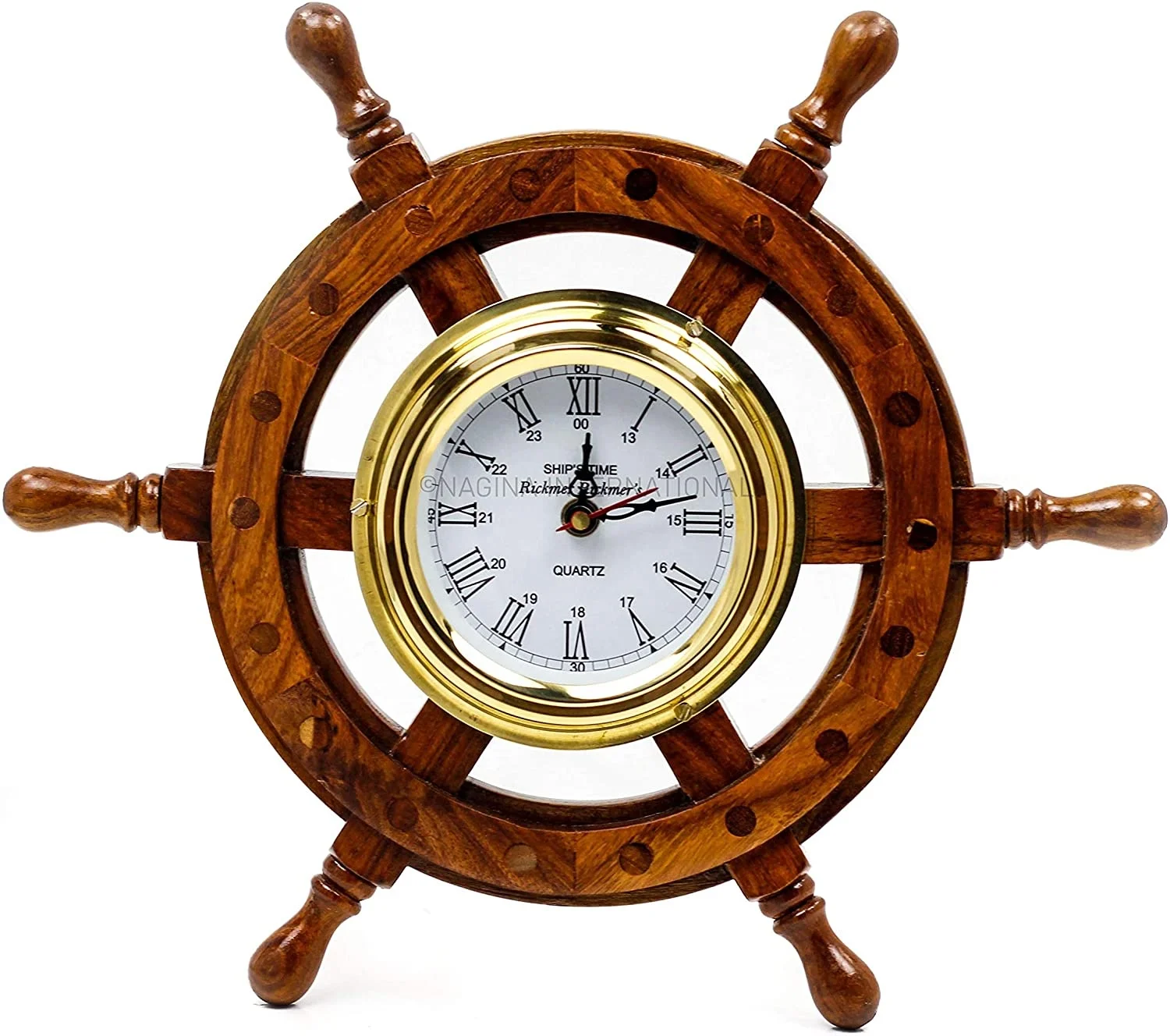 Pleasant Ship Wheel Roman Round Wall Clock To Decorate Your living Room High On Demand Wooden Clock With Numbers On The Clock