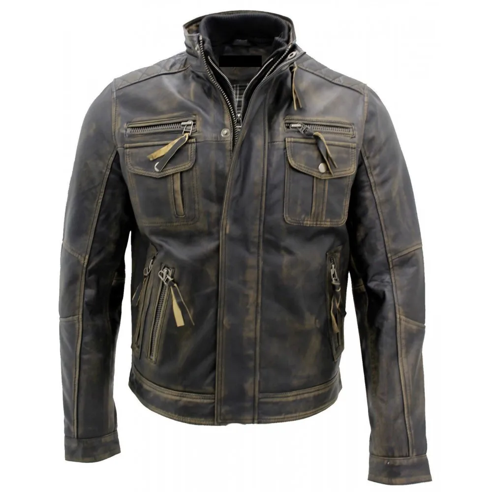 
Pilot Flying Leather Jacket Men Black Fur Collar leather jacket 