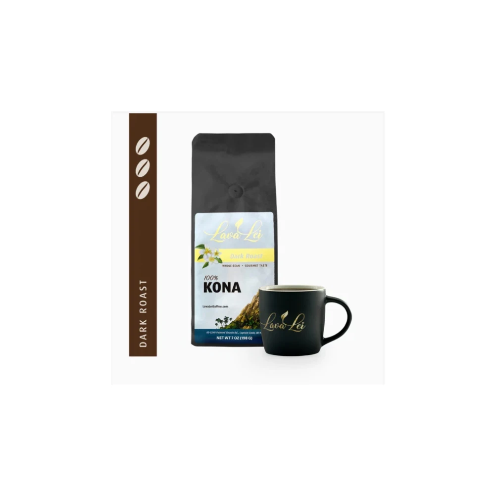 Lava Lei 100% Kona Dark Roast 1LB Enriched with Blended Flavor and Fully Roasted Coffee Beans
