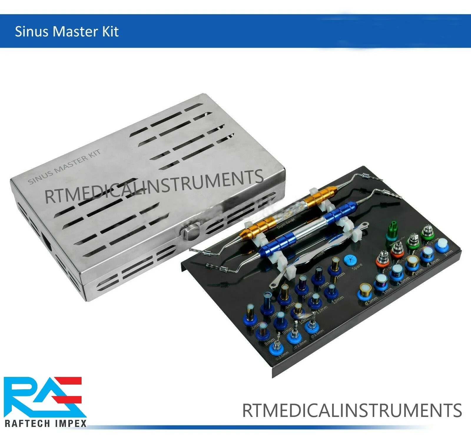 33 pieces Advanced Dental Implant Surgery Instruments Sinus Surgical Kit Dental Drill Guide and Implant Positioning Kit Titanium