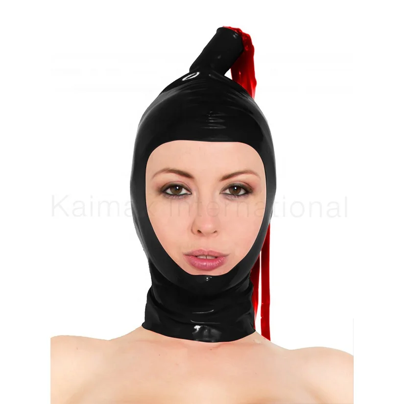 
Red Black PU Leather Bondage Hood BDSM Mask 