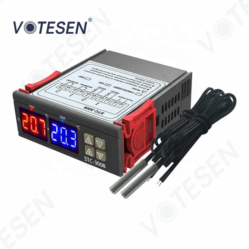 STC3008 Digital Dual Temperature Controller Thermostat With NTC Sensor Thermoregulator for Refrigeration and Heating Devices