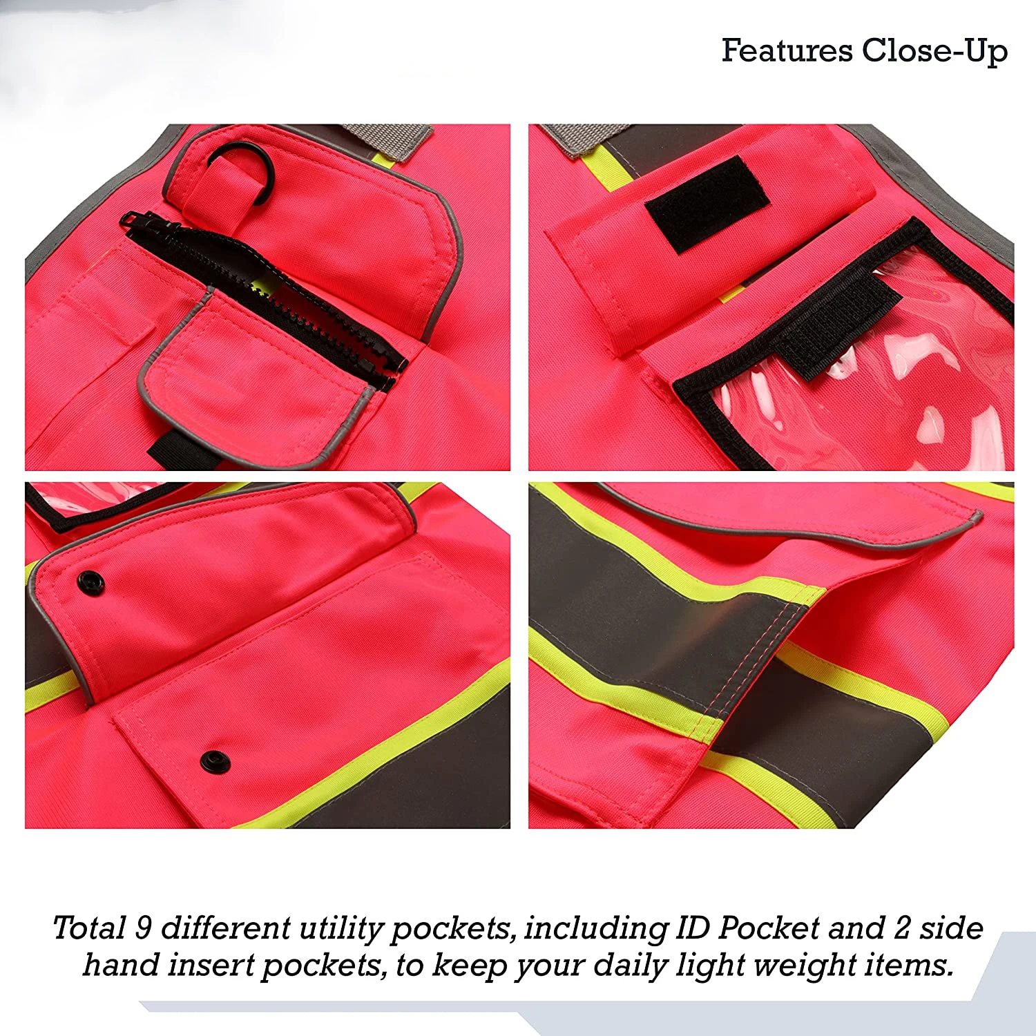 OEM Customized logo high visibility reflector construction work pockets reflective safety vest
