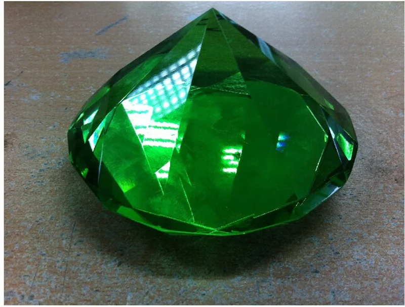 handmade glas green color paper weight wedding crystal diamond