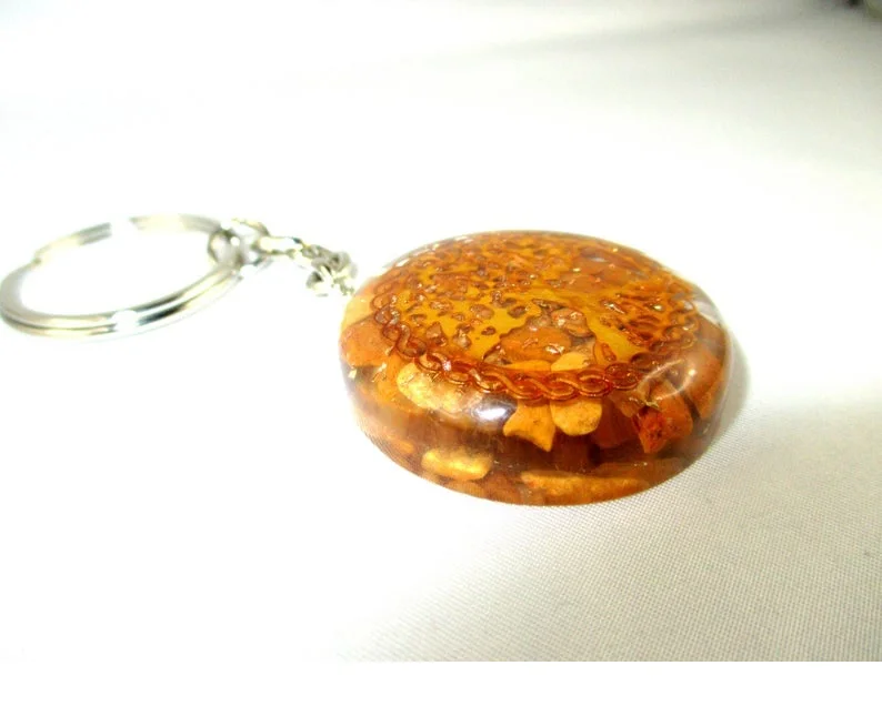 Orgone Key chain Beautiful Yellow Jasper Tree of life Orgonite Key Ring Orgone Generator Balancing Positive Energy