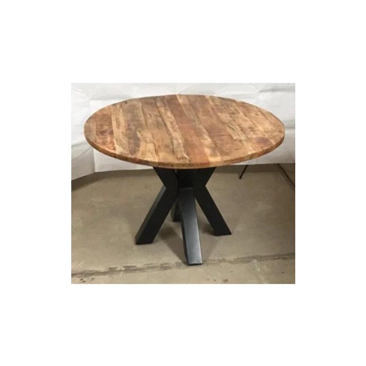 
Bulk Selling Wooden Round Top Dining Table with Iron Base at Wholesale Price 