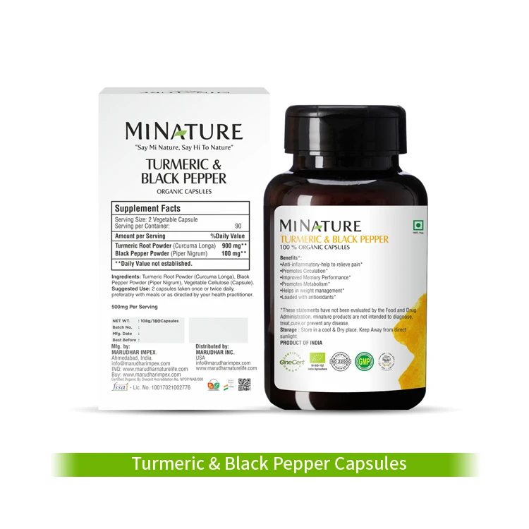 Global Demand on Healthcare Supplement Use 100% Pure Turmeric and Black Pepper Capsules
