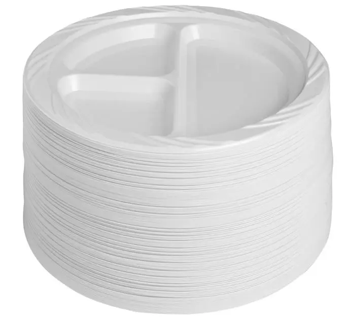 Hot sale 7 inch round disposable eco-friendly PP plastic lunch and dinner plate cutlery sets for food for with factory price