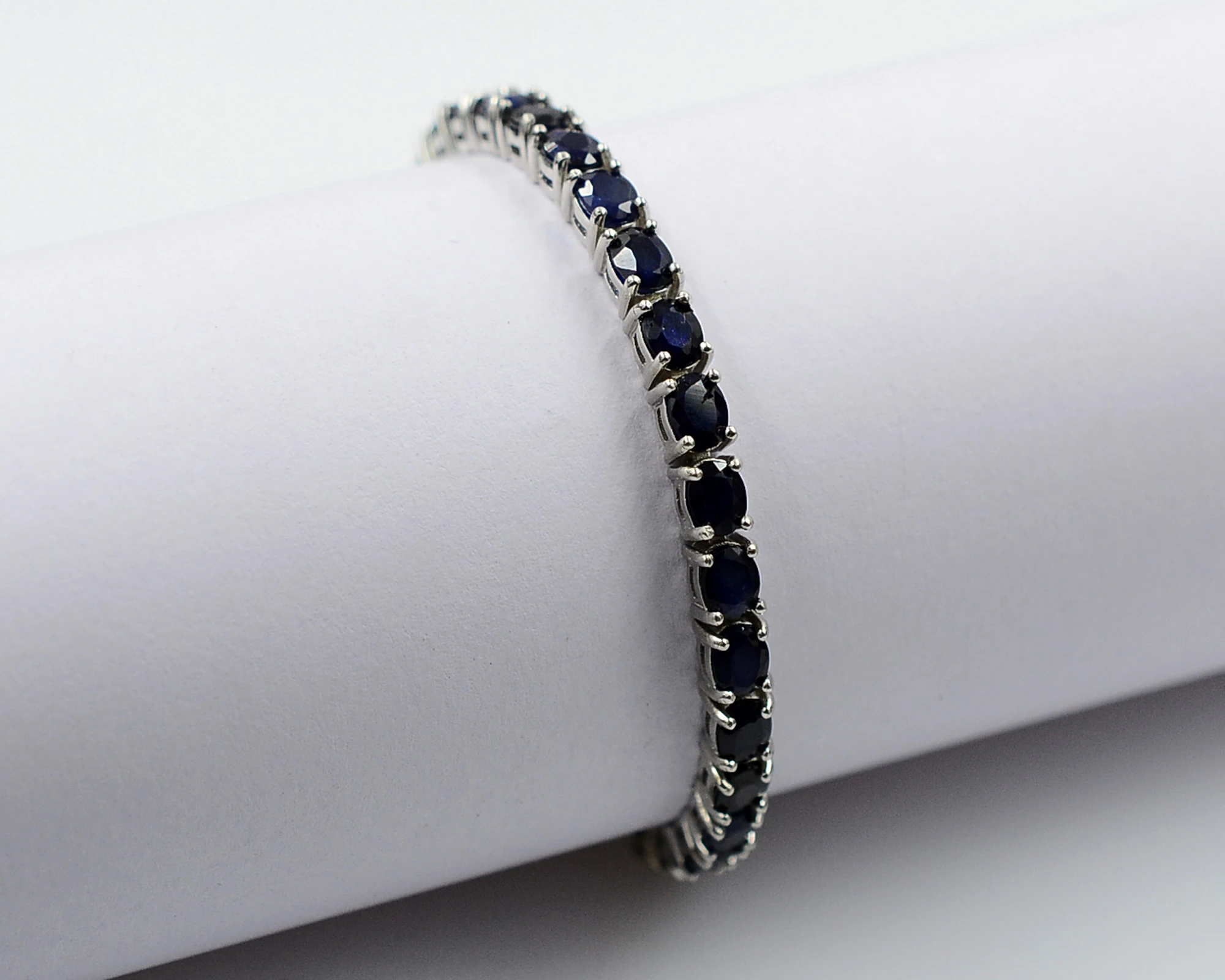 Новый эксклюзивный натуральный голубой сапфир 5x4 мм драгоценный камень 925 пробы серебро для женщин галстук-бабочка браслет в стиле тенниса от индийского экспортера