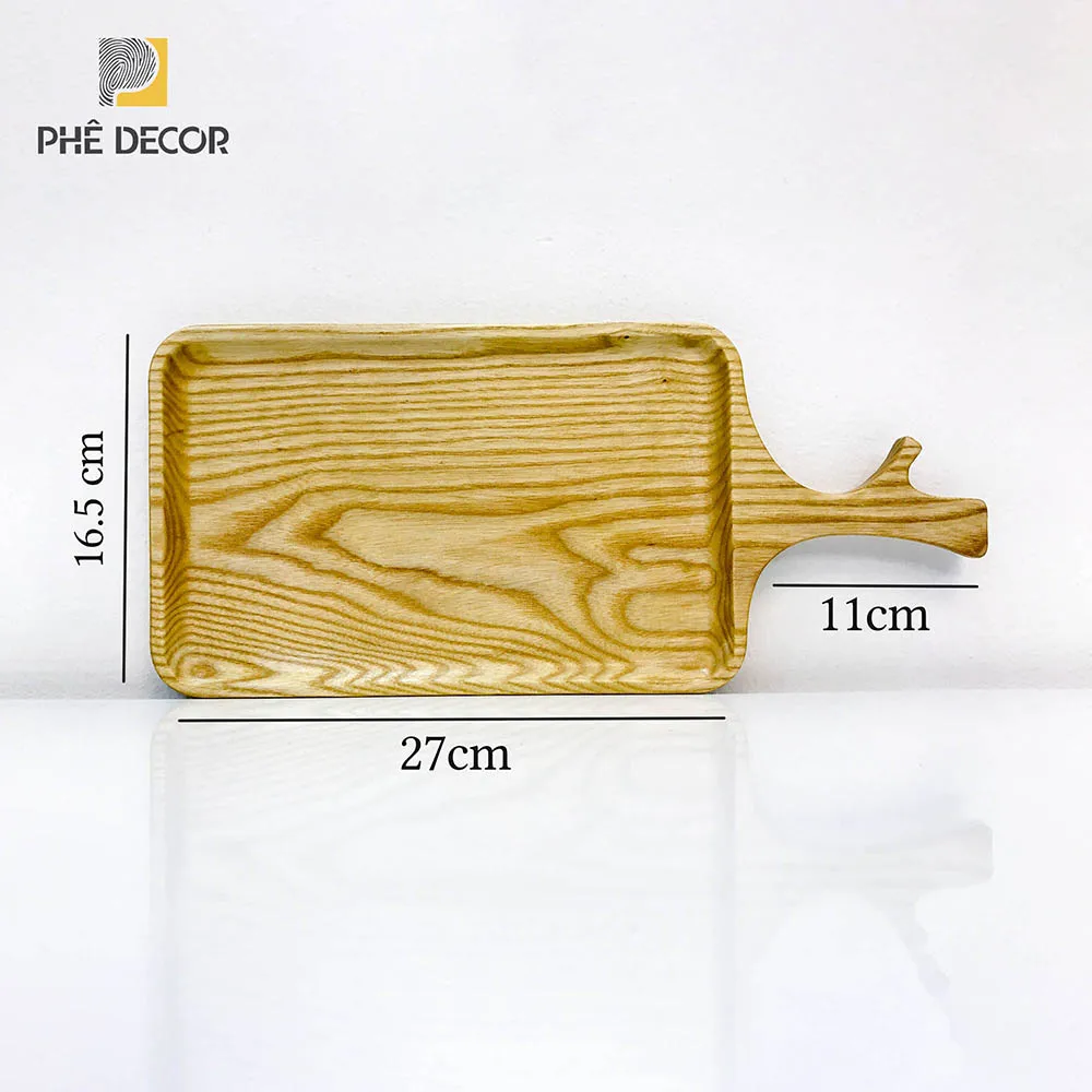 Large size wood tray / Japanese style food tray / Rectangular wooden tray with handle made in Vietnam / GK209