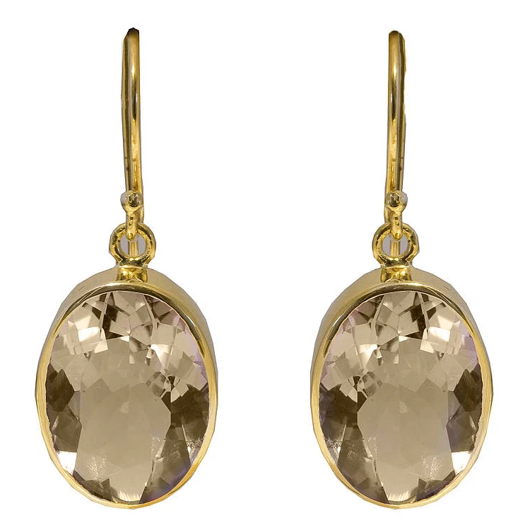 
new fashion smoky topaz gem stone gift earrings for girls oval dangle 925 silver gold plated jewelry 