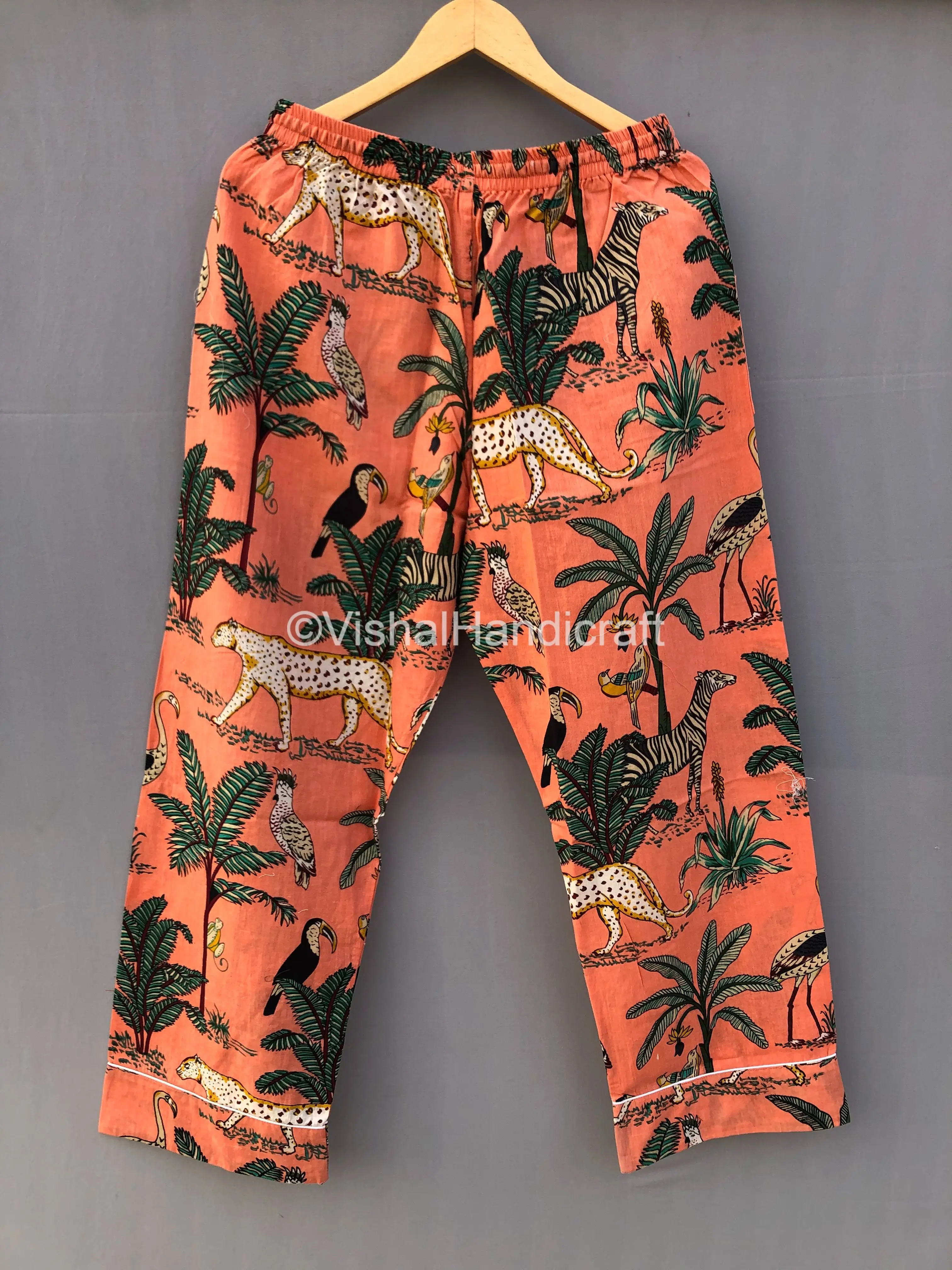 100%cotton hand block printed Indian Pajama & Robe Long Sleeve Hand Block Printed Woman Night Dress Set From India