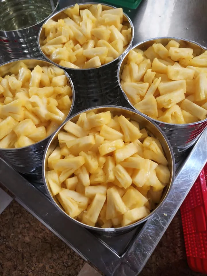 Кусочки нарезанного ананаса в легком сиропе