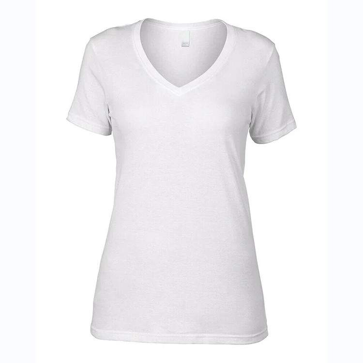 Wholesale Womens Deep V Neck Plain No Brand T Shirts Ladies High Quality 100% Cotton Tshirts For Printing In Women