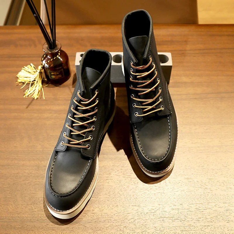 
China Wearwhale custom high fashion leather work boots men 1 pair leather shoes for men 