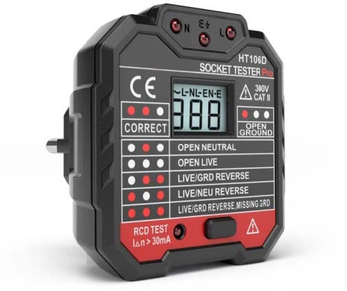 Тестер розеток HT106E UK pro/измеритель электрической вилки