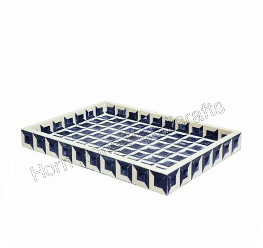 Best Quality Resin and Bone Inlay Hexagonal Serving Tray Bone Inlay Stripes Pattern Hexagon Serving Tray for Home and Tableware