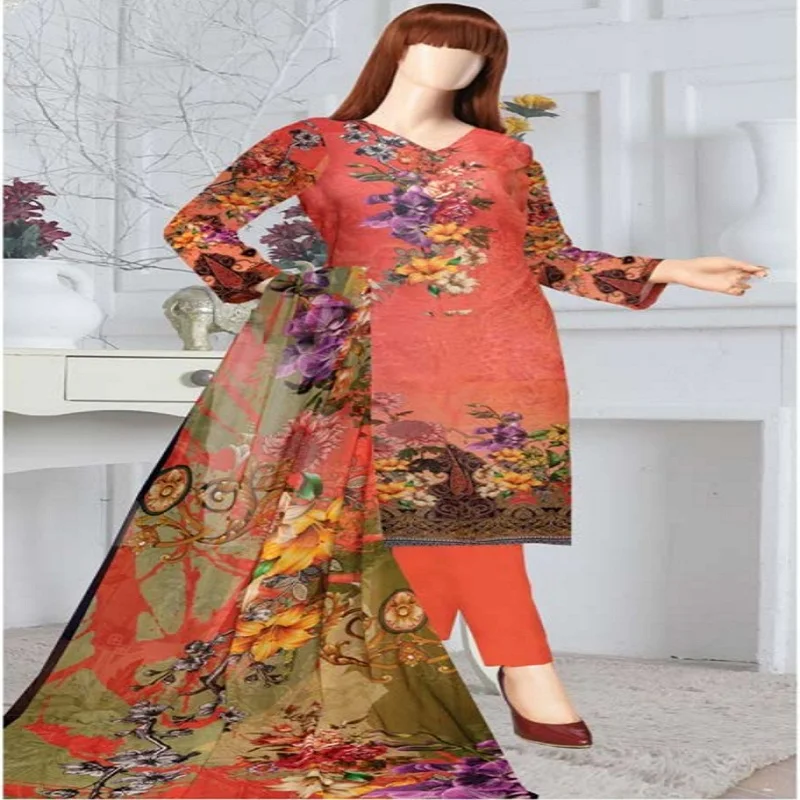 
Lawn Collection High quality digital print on un-stitched Shalwar Kameez Pakistani Lawn Suits of Al Maida Brand 
