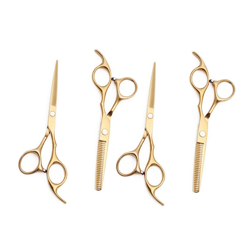 Barber Scissors Hot Selling Promotional High Quality High Grade Stainless Steel Barber Hair Scissors Golden Color Set