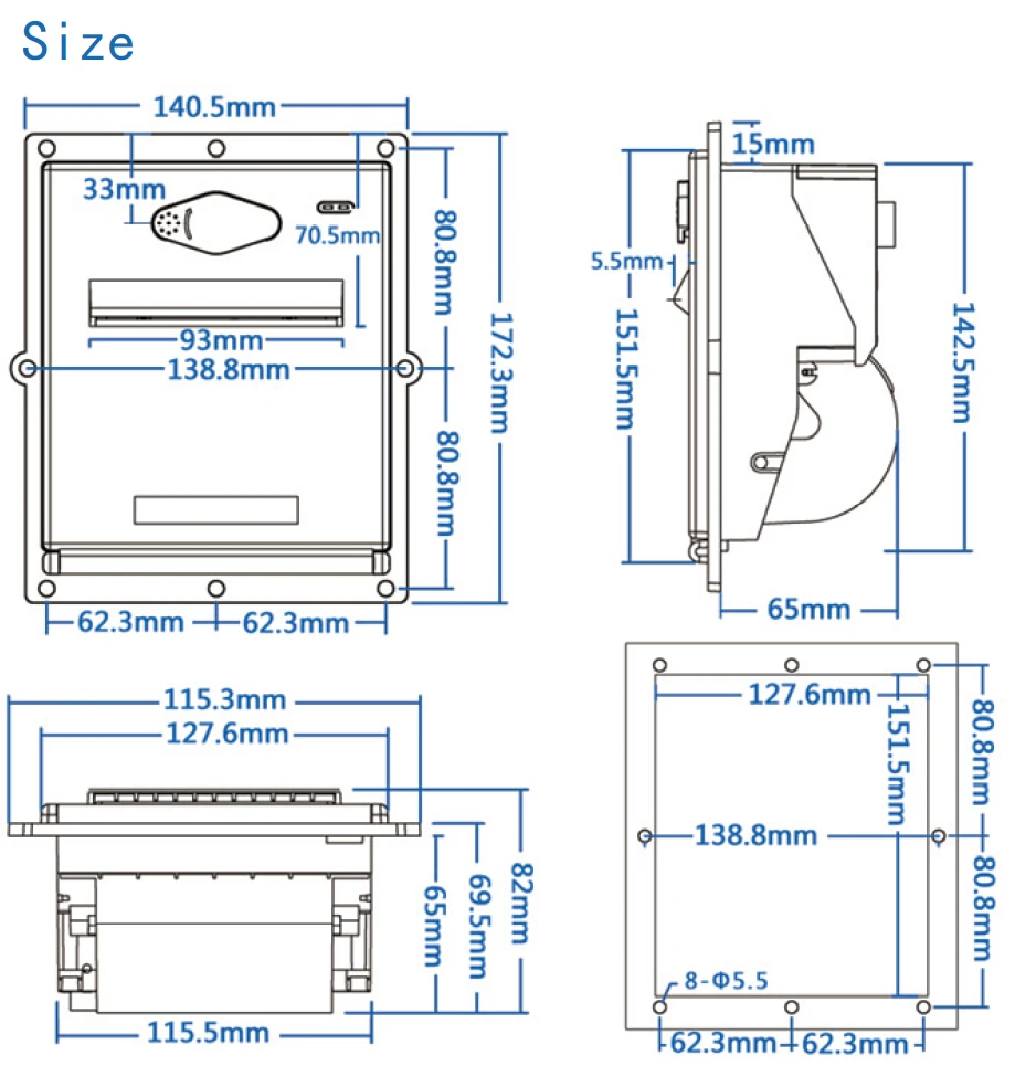 80mm Thermal Panel Printer with Auto-Cutter and Key Lock