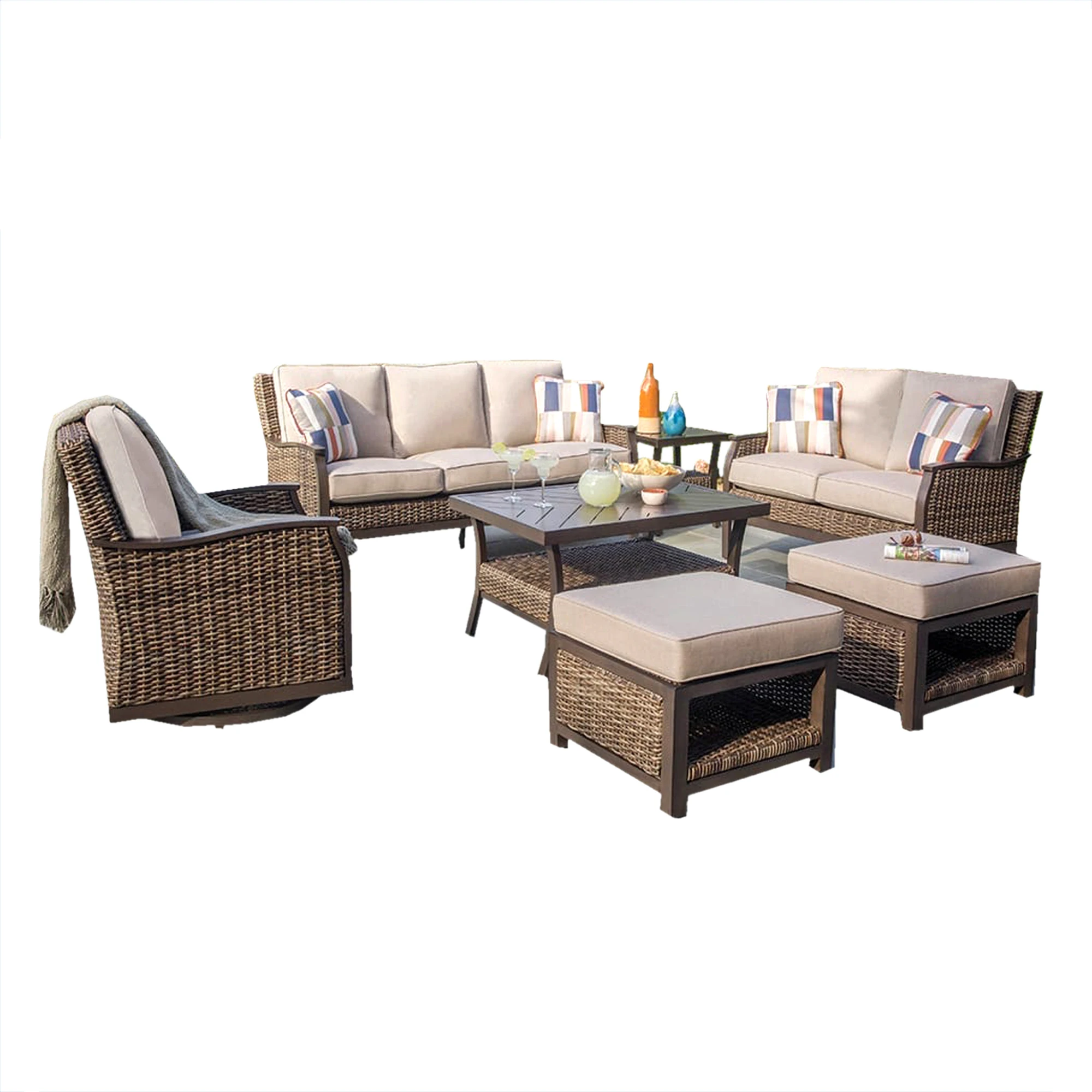 top class patio sofa set black rattan sofa set outdoor aluminium frame 5 seater sofa set luxury patio furniture