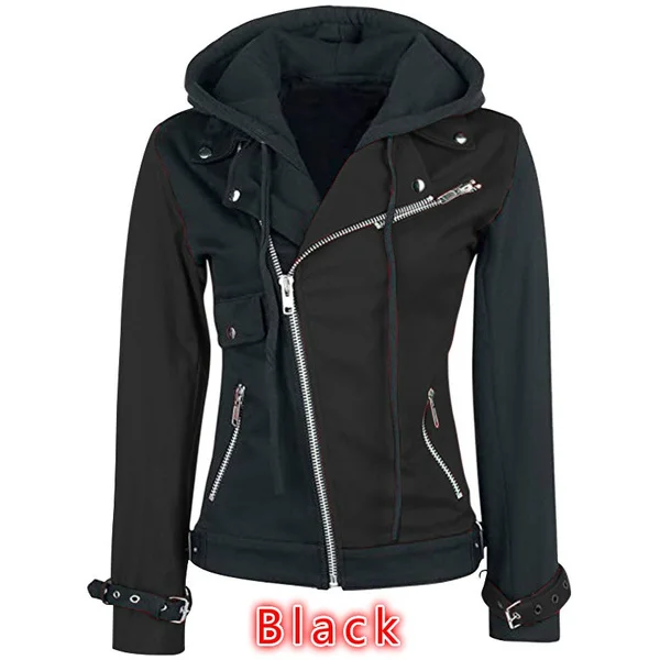 Wholesale custom latest design Fashion Women Black and Red Zip Up Hoodie customized size style