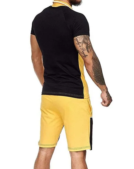 Men Sweat Suit Set Summer Clothing Men 2 Piece Set Short Sleeve Shirt and Shorts Male Sets