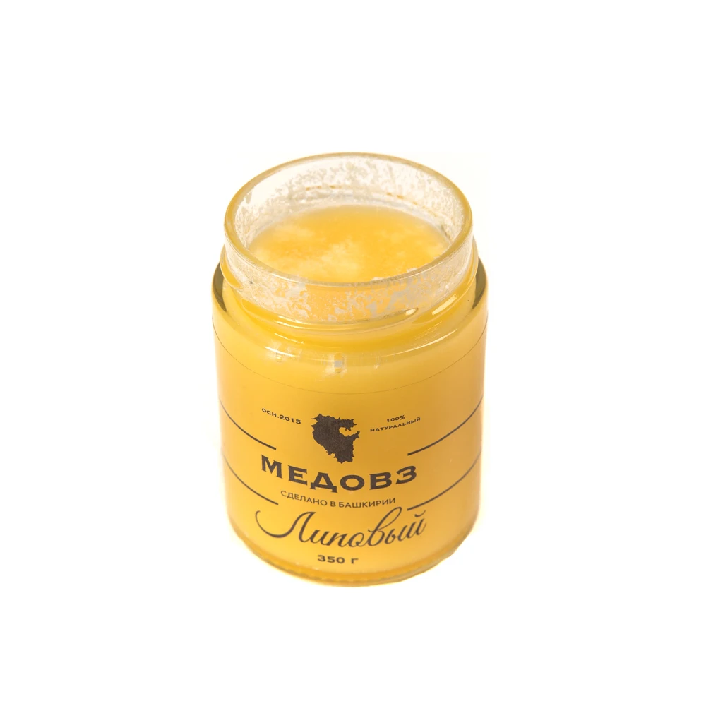 Pure Natural Linden Bee Honey from Russia 350 g Glass Jar Organic Bee Honey Product for Health Care