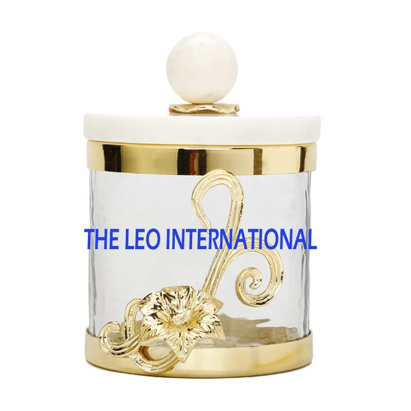 luxury Brand new glass gold plated canister sets for kitchen