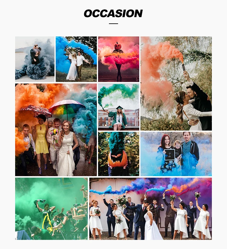 Photograph wire pull yellow blue red pink green purple color smoke fountain 20 sec smoke fireworks for sale