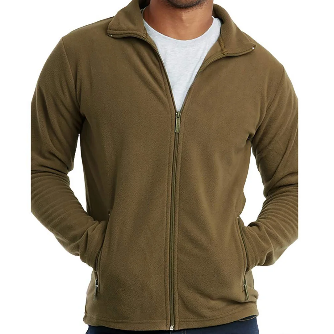 Оптовая продажа Мужская теплая флисовая куртка на молнии заказ мужская с воротником-стойкой зимняя плотная повседневная