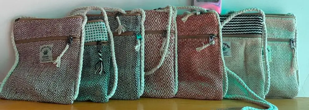 Hemp organic side bag/ Passport side bag/100 % hemp PP bag