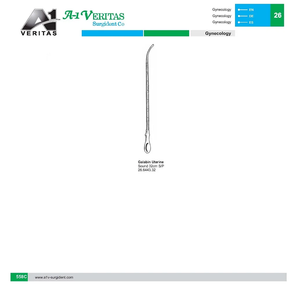 Best Quality Galabin Uterine Sound, Obstetrics & Gynecology Equipments / Instruments Reusable, Stainless steel