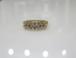 Real Yellow Gold Diamond Ring 18K 0.84cts 2.700 Grams Double Line Diamonds Brilliant Cut VS Clarity G Color