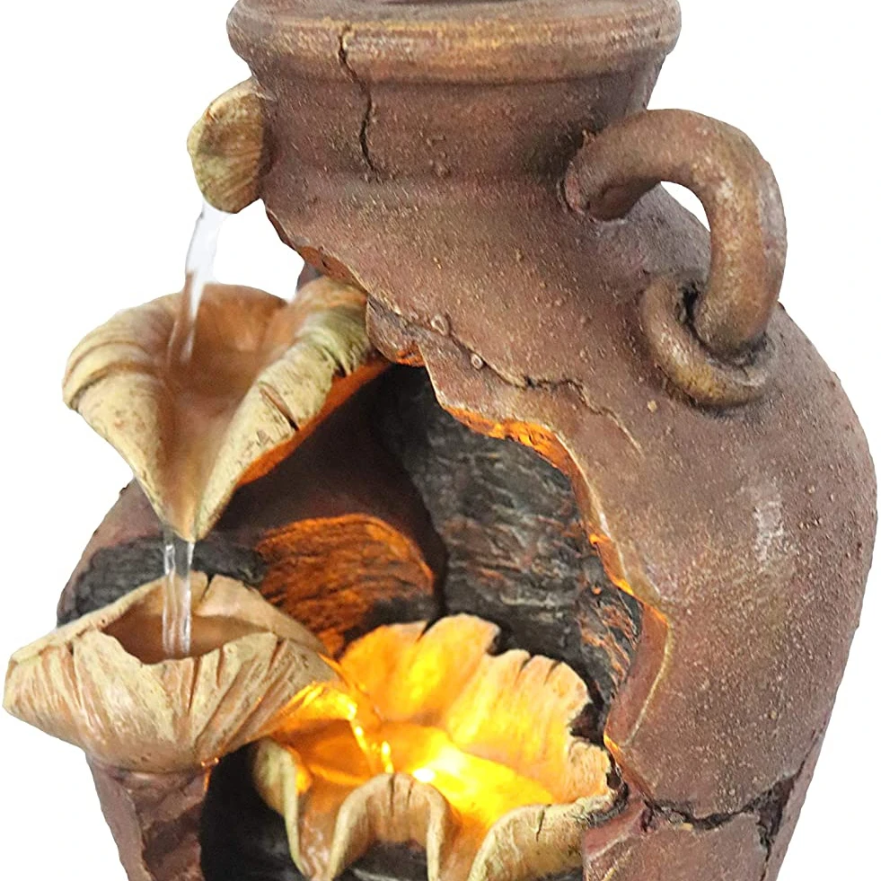 Warm Garden Tabletop Water Fountain Jar Water Fountain Brown Fountain
