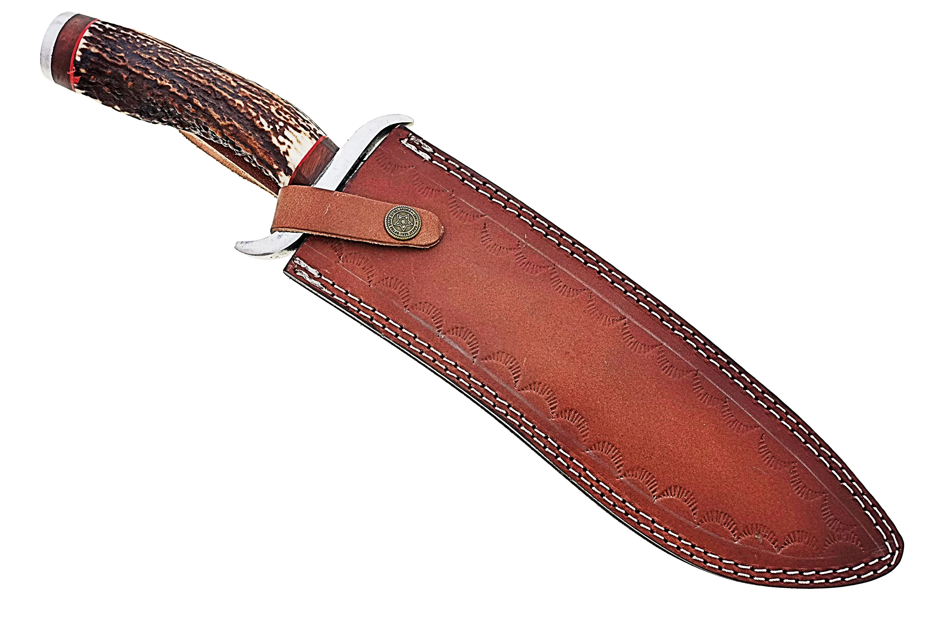 100% Высокое качество Дамасская сталь охотничий нож Боуи с чистый кожаный футляр для SCW-HBK-0030