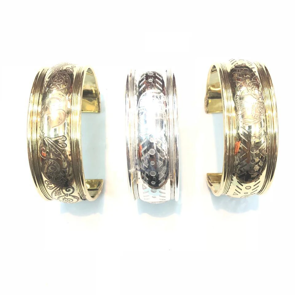 Handmade 1 inch brass cuff Bangle Cuff Bracelets Gold & Silver finish Wholesale Factory High Quality Cheap Price Bulk Stock