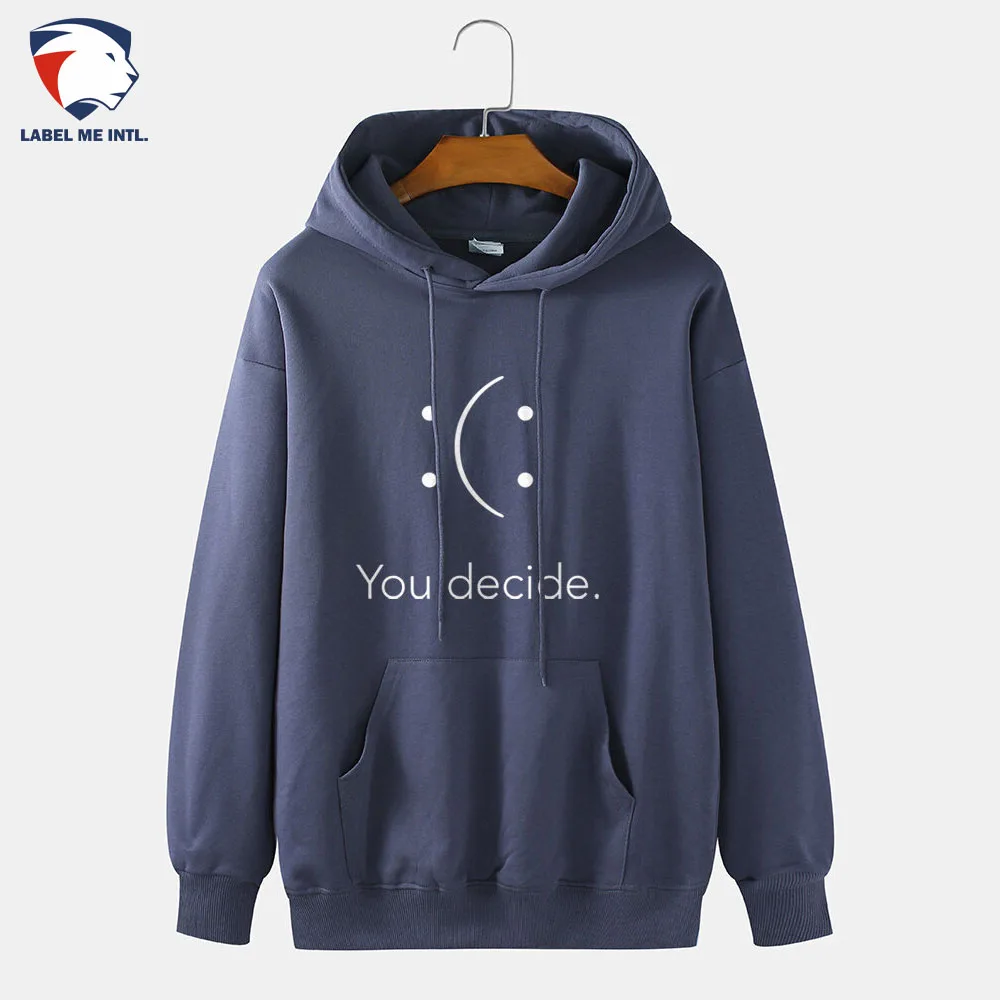 Mens You Decide Print Smile Pattern Drop Shoulder Hoodie With Pocket