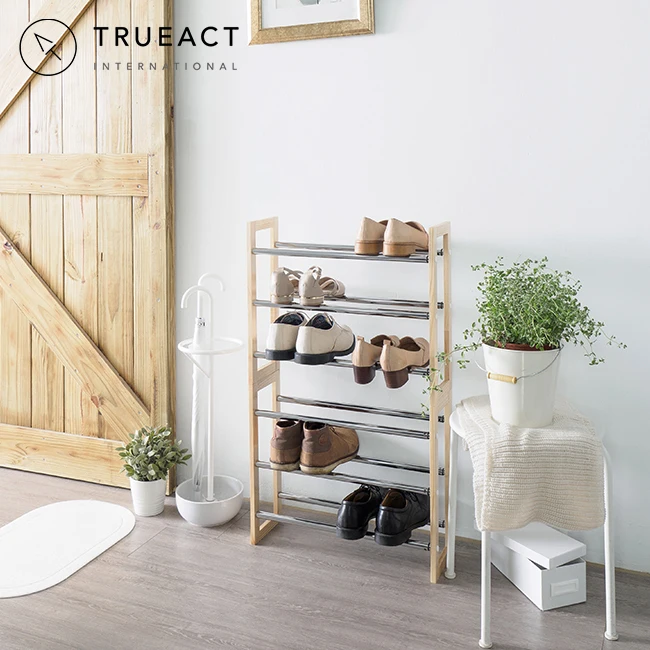 Ready to Ship Design Wooden Grain Simple Shoes Storage Wood Rack Design Stand