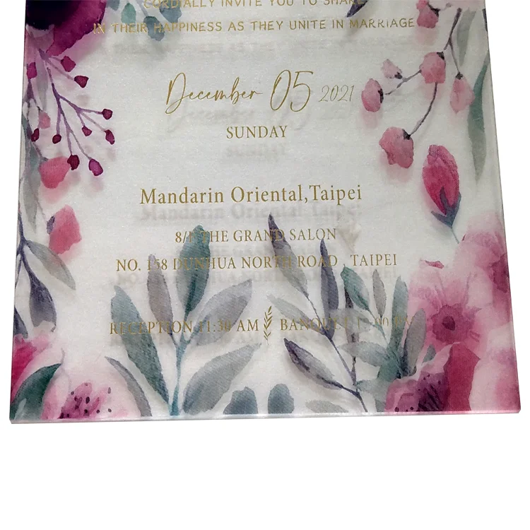Acrylic Wedding Invitation Card Waterproof Floral for Celebration