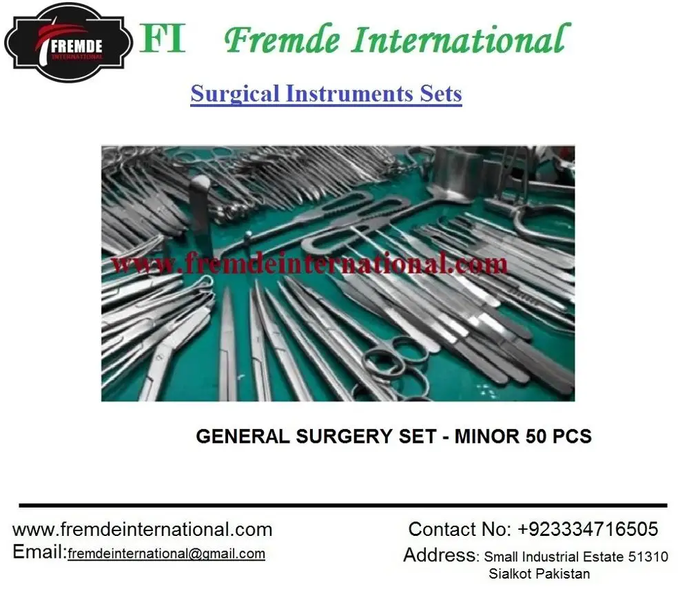 CE Certified General Surgery Instrument Set Manual Power Source 50 Piece Steel Clip Skin Stapler Basic Surgical Instruments