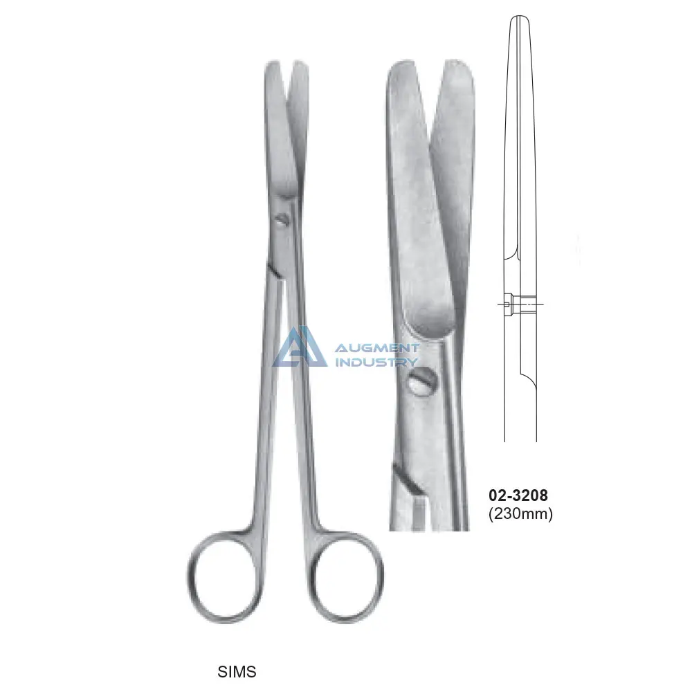 Гинекологические ножницы SIMS, прямые снятые лезвия 230 мм (9 дюймов), тупые/тупые | Акушерские и гинекологические инструменты