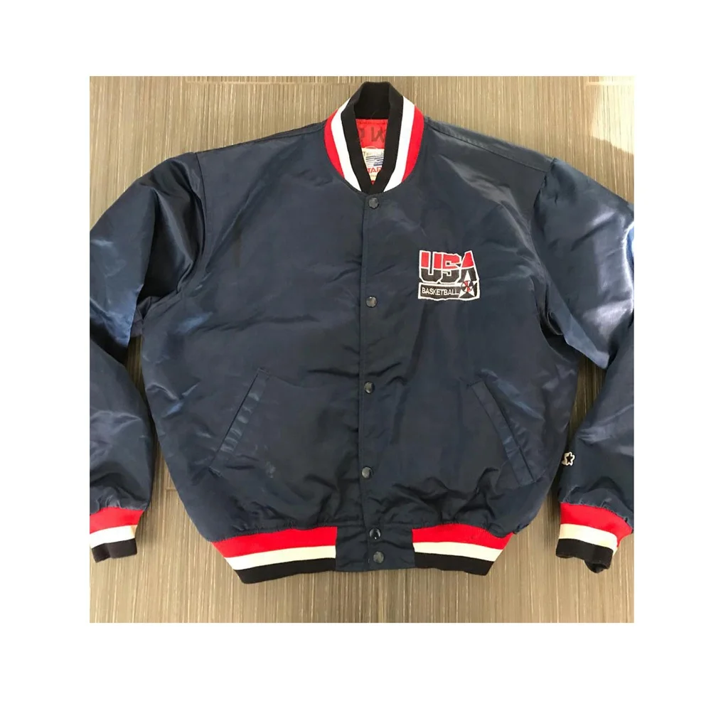 США Баскетбольная Вышивка Повседневная атласная куртка/куртка-бомбер на заказ