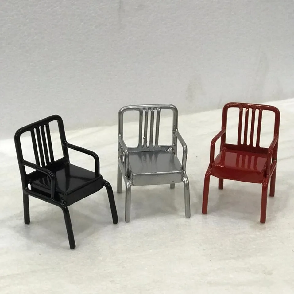 High Quality Custom Design Miniature Bar Chair Red and Black Best Selling Kids Play Doll House Miniature Cone Chair